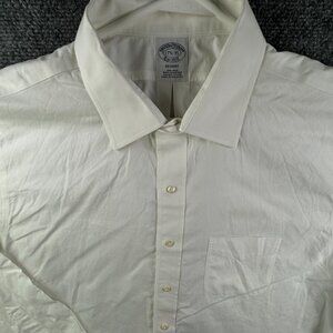 Brooks Brothers Men Non Iron Button Up Shirt Long Sleeve 17.5 35 Regent White